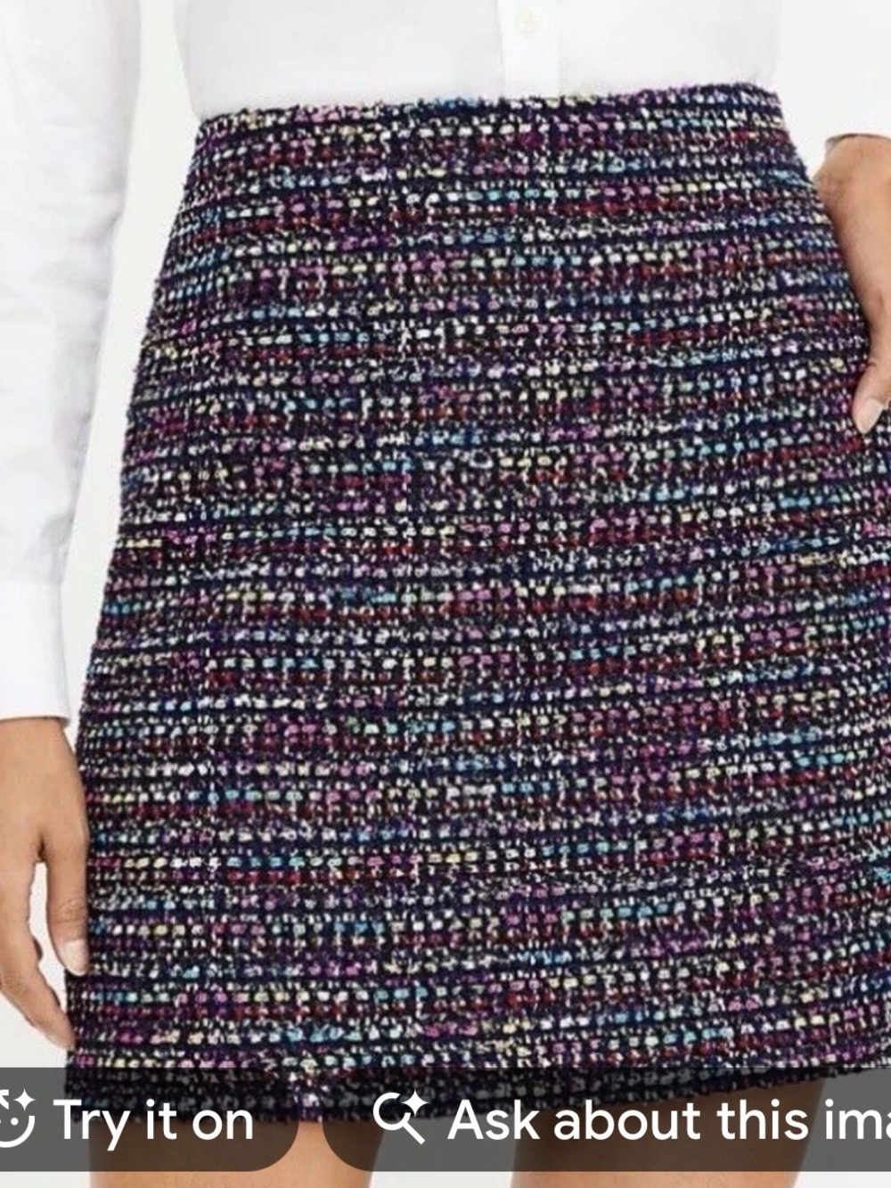 LOFT Black Multi-Color Tweed Mini Skirt